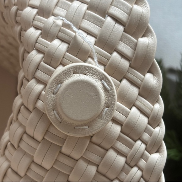 Petite Simone Vegan Leather Handwoven Hazel Creamy White Woven Bag Medium - Picture 8 of 13